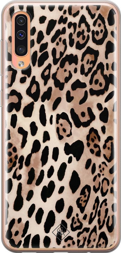 Casimoda® hoesje - Geschikt voor Samsung A50/A30s - Luipaard print bruin - Backcover - Siliconen/TPU - Bruin/beige