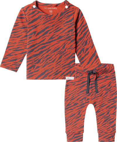 Noppies - Kledingset - 2delig - Broek Orinoco Ginger Charcoal - Shirt Yasumi Ginger Charcoal - Maat 74