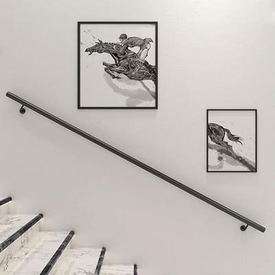 Metalen trapleuning - Muursteun leuning - Veilig traplopen - Stevig smeedijzer - 200cm - Zwart