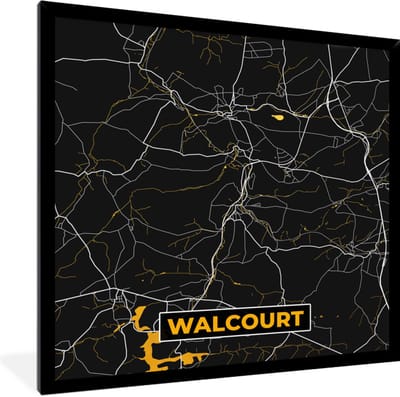Fotolijst incl. Poster - Walcourt - Plattegrond - Kaart - Goud - Stadskaart - 40x40 cm - Posterlijst