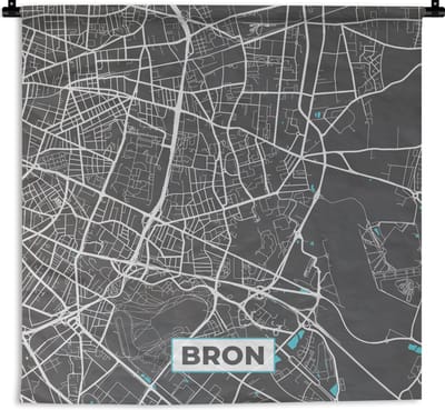 Wandkleed - Wanddoek - Bron - Frankrijk - Plattegrond - Kaart - Stadskaart - 180x180 cm - Wandtapijt