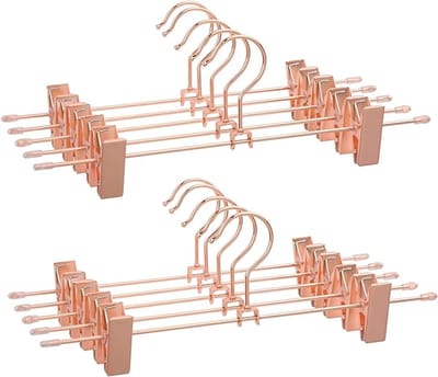 SONGMICS - Kledinghangers - Metalen Broekhangers - 10 Stuks - Met 2 Antislip Clips - 360° Draaibaar en Roestvrij