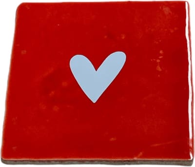 Hippe tegeltje met tekst: Hartje | Rood met pastel blauw | Gepersonaliseerde cadeau | Hippe Spreuktegel | Nieuwe woning cadeau | Housewarming cadeau