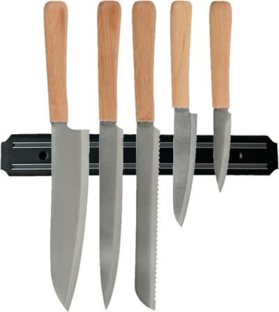 Lowenthal Magnetische Messenhouder strip - Zwart - Voor aan de muur - 33 cm