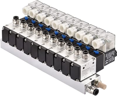 OmGoods - Dailygoody - Pneumatisch Ventiel - 10 Magneetventielen - Aluminium Constructie - 3/2 Manier - Ideaal voor Pneumatische Systemen - Geschikt voor Divers..