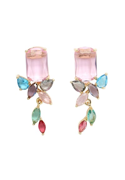 AVANT-GARDE PARIS Diva Minimalistische Oorbellen - Petal Studs 1.8cm x 4.1cm - 1 stuk - Roze en goudkleurig
