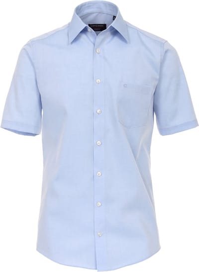 CASA MODA modern fit overhemd - korte mouw - popeline - blauw - Strijkvriendelijk - Boordmaat: 45 (EU maat: XXL)
