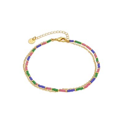 Luxenter armband in metaallegering en paarse kristal, afgewerkt in 18 karaats geel goud - Zasau