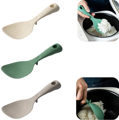 3 stuks eetlepel - eetlepel - siliconen lepel - met hanggaten - opbouwbare pot - keukenaccessoires - geschikt voor keuken, eetkamer, eetkamer (3 kleuren, 21 * 7,5 cm)