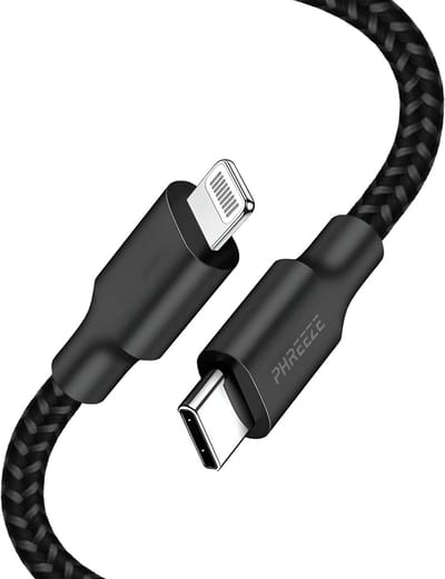 Oplaadkabel geschikt voor usb C naar Lightning - 1 meter - Stevig nylon - Zwart - Phreeze