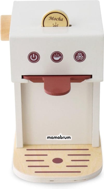 Mamabrum Houten Koffiezetapparaat voor kinderen 3+ + Keukenaccessoires Speelgoed Rollenspel Speelgoed Barista Speelgoed Capsule Koffiezetapparaat met Accessoires, Creatief Speelgoed