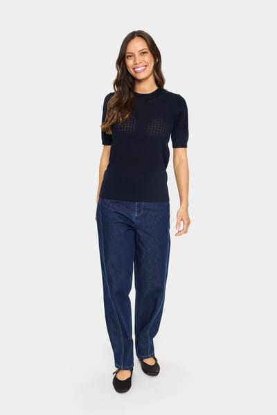 Saint Tropez MilaSZ Pointelle SS Pullover Dames Trui - Night Sky