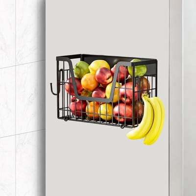 Dailygoods - Magnetisch koelkastrek voor de zijkant van de koelkast, sterke magnetische organizer voor fruit, groenten, specerijen en wasgerei, ruimtebesparend magneetrek voor keuken en bijkeuken (zwart)