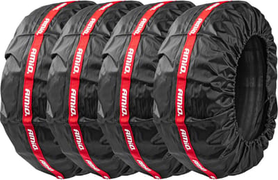 AMiO Autoband Wielhoezen Set 13-19 Inch - Bescherming en Opslag voor Autowielen Waterdicht Zwart
