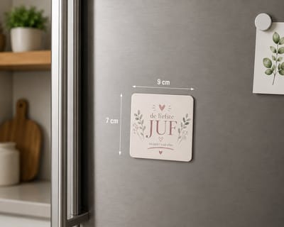 Koelkastmagneet MDF De Liefste Juf – Magneet 9x7 cm – Bedankje voor Juf – Cadeau Einde Schooljaar