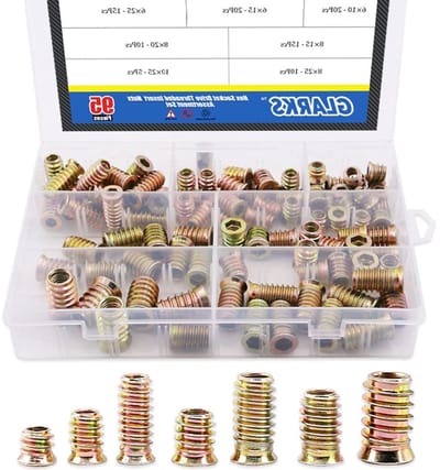95 Stuks Zinklegering Hexagon Flens Schroefmoeren, Draad Assortiment voor Houten Meubels en Klussen