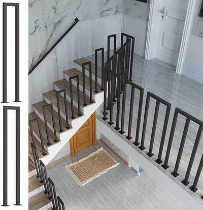 Trapleuning Stang - Baluster Paal - Veiligheid Thuis - Industriële Stijl - 50 cm - Zwart