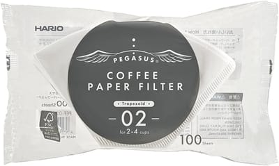 HARIO Pegasus Filterpapier - 02 Size - #1 - 100 Stuks - Wit - Koffiefilter