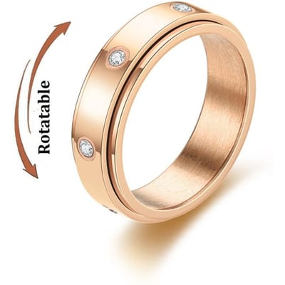 Anneaux Rotatifs Fidget Spinner en Acier Inoxydable pour Couples Soulagement de l'Anxiété et du Stress Anneau Metal Groupe de Rock Anneau Antistress 9 beige