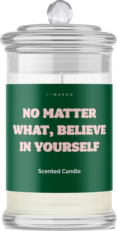 Believe in Yourself Cadeau - By Maroo Geurkaars met Tekst Cotton in Glas - Zelfvertrouwen - Motivatie - Geschenkset vrouwen, moeder, vader, vriendin, zus, oma, mama, papa - Cadeautje voor Haar Hem Volwassenen