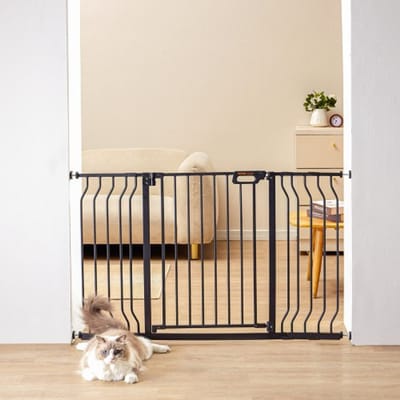 VEVOR Deur Veiligheidshek, Slagboom Traphek, 749-1346mm Breedtebereik Kinderhek, Huisdierhek, Traphek, Dubbelzijdig Draaibaar 762mm Hoogte, Zwart Babyhek Geen Boren Vereist