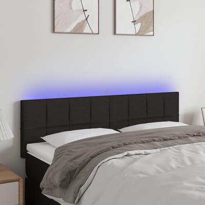 vidaXL - Hoofdbord - LED - 144x5x78/88 - cm - stof - zwart