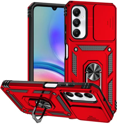 Coverup Hoesje - Geschikt voor Samsung Galaxy A05s Hoesje - Coverup Armor Ring Kickstand Back Cover met Camera Shield - Rood