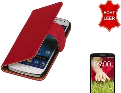 Washed Leer Bookstyle Hoes voor LG G2 Mini Roze