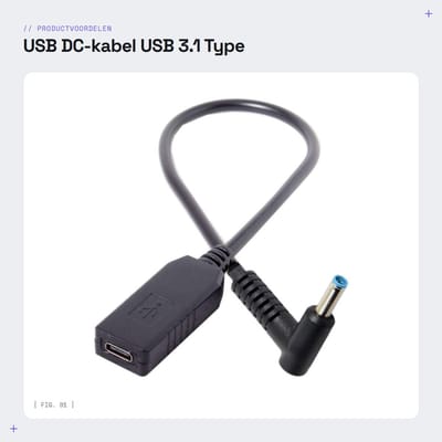 Dailygoods - USB DC-kabel - USB 3.1 Type C - Oplaadkabel voor laptop - 4.5 3.0 mm - PD emulator trigger - Geschikt voor Dell en HP laptops - 20V