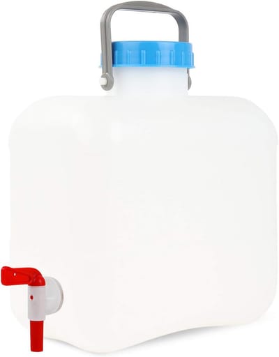 Brede Hals Jerrycan - Water Container - Water Opslag - Met Kraan - 10 Liter - Wit
