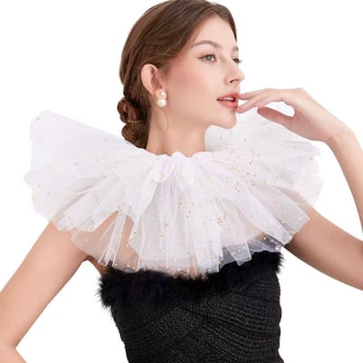 Lichte Tulle Gelaagde Halsband voor Honden - Ruitpatroon Neckerchief voor Cosplay en Feestoutfits, Decoratieve Victorian Stijl