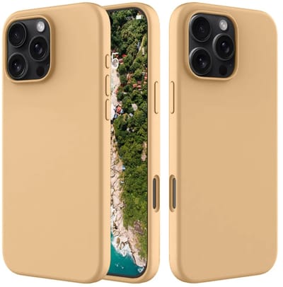 MobyDefend Hoesje - Geschikt voor iPhone 16 Pro - Matte Siliconen Backcover - Licht Oker