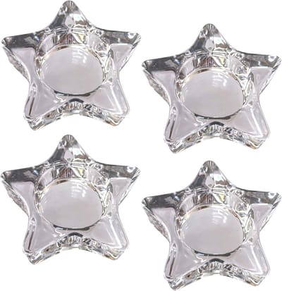 Dailygoods- Theelichthouders set van 4 - Helder glas - Geschikt voor theelichten 4 cm - Verschillende vormen - Elegant design - Creëert gezellige sfeer - Kaarsenhouder