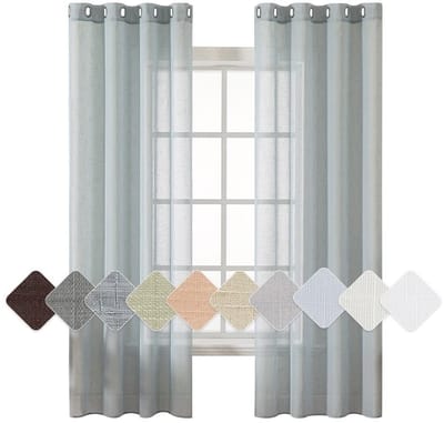 Dailygoods - Dailygoody - Voile-gordijnen - Lichtdoorlatend - Grijs-blauw - Decoratief gordijn - Voor woonkamer en slaapkamer - Set van 2 panelen 140 x 175 cm
