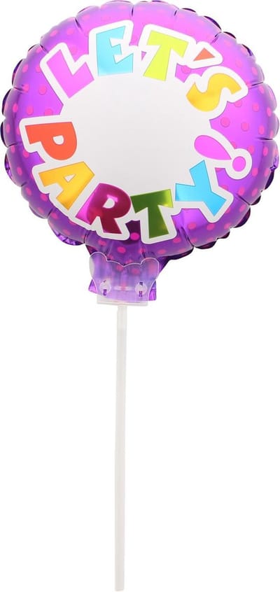 Beschrijfbare folieballon Let's Party paars 23 x 23 cm