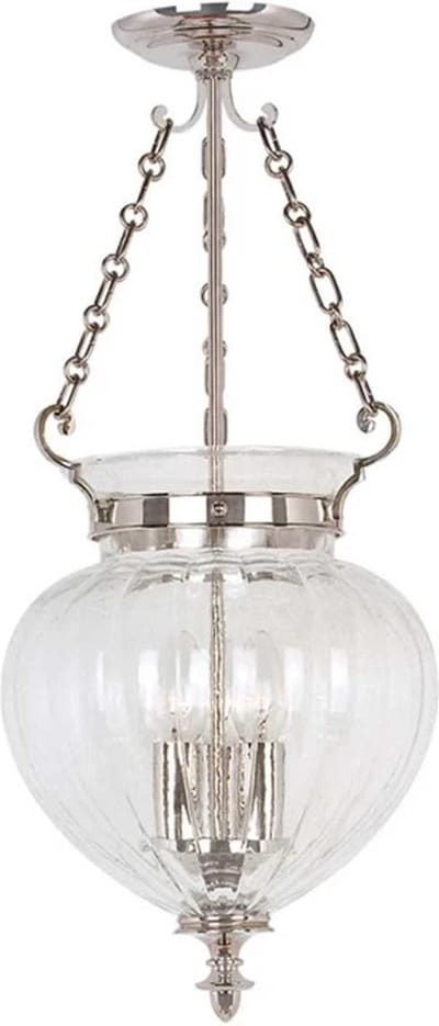 Landelijke Hanglamp - Steady Lighting - Glas - Landelijk - E14 - L: 27.5cm - Voor Binnen - Woonkamer - Eetkamer - Zilver