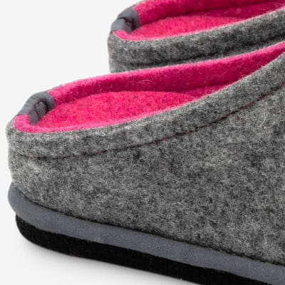 Loewenweiss Lowenweiss easy bicolore handgemaakte pantoffels gekookte wol / fuchsia