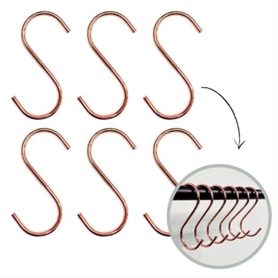 Hoya living - S haken Rosé Goud - 6 stuks - 9,5cm (middelgroot) - ophanghaken - kapstokhaken - S haakjes