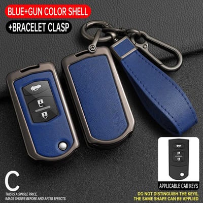 2 3 Knoppen Zinklegering Auto Flip Sleutelhoes Cover Shell Houder Voor Mazda 3 5 6 Serie M6 Rx8 Mx5 Sleutelbeschermer Fob Tas Accessoires black