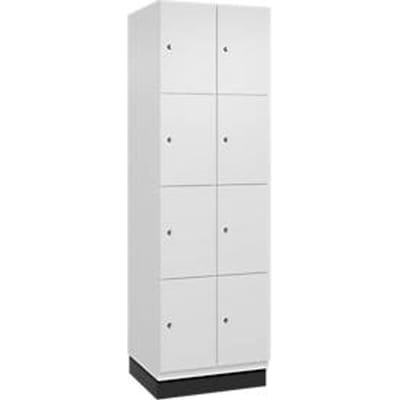 C+P Cambio lockerkast, 2 vakken, 8 vakken, met plint, B 600 x D 525 x H 1980 mm, verkeerswit
