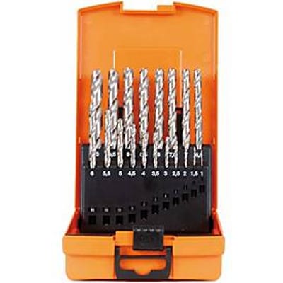 Projahn spiraalboorset, HSS-G, 19-delig, Ø 1-10 mm / 0,5 mm stappen, kunststof koffer, DIN 338 type N, korte uitvoering, rechte schacht