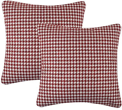 Geometrische Houndstooth Kussenhoezen - 2 Stuks Rood (18 x 18 inch) voor Slaapbank, Bank, en Stoel