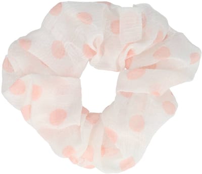 Haarsoires Haarelastiek Scrunchie – Stippenprint – Dunne Stof – Wit Roze - Haarkrinkel - Haar Elastiek met Stof - Zacht & Haarvriendelijk