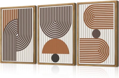 Geometrische Muurkunst Set - Boho Decoratie - Woonkamer Aankleden - 3D Hout Ontwerp - 406 x 61 cm - Beige