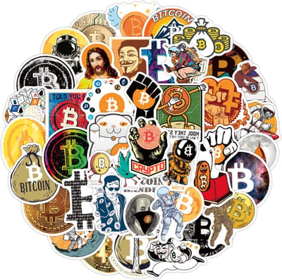 *** 50x Crypto Stickers Mix Pack - o.a. Laptopstickers - Perfect voor Fiets, Step, Laptop, Skateboard en Koffer van Heble® ***