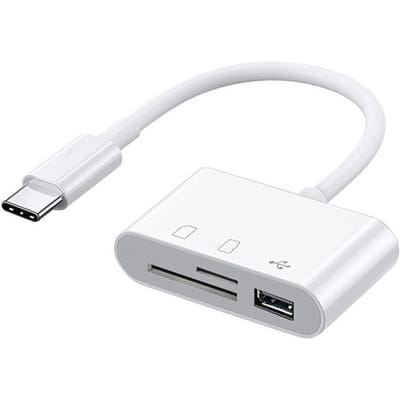 3-in-1 Type-C Hub Type-C naar USB2.0 + SD +TF-adapter voor Type-C-apparaten OTG-geheugenkaartlezer voor wit