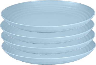 PlasticForte Rond bord/camping bord - 4x - D25 cm - ijsblauw - kunststof