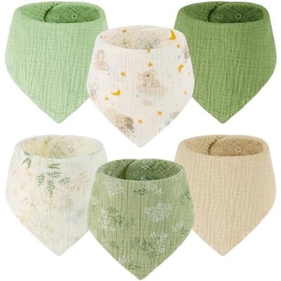 Slabbetjes voor baby's - Driehoekige Doek van 100% Katoen - Absorberend en Verstelbaar - 6 Stuks