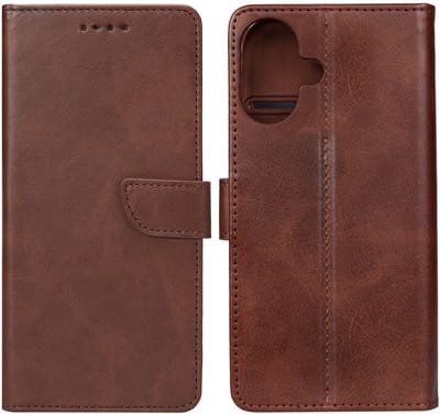 Rixus Bookcase For Apple iPhone 16 Brown