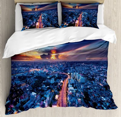 ABAKUHAUS Urban dekbedovertrek voor eenpersoonsbedden, mijtbestendig geschikt voor allergiepatiënten met kussensloop, 130 x 200 cm, Koraalroodblauw